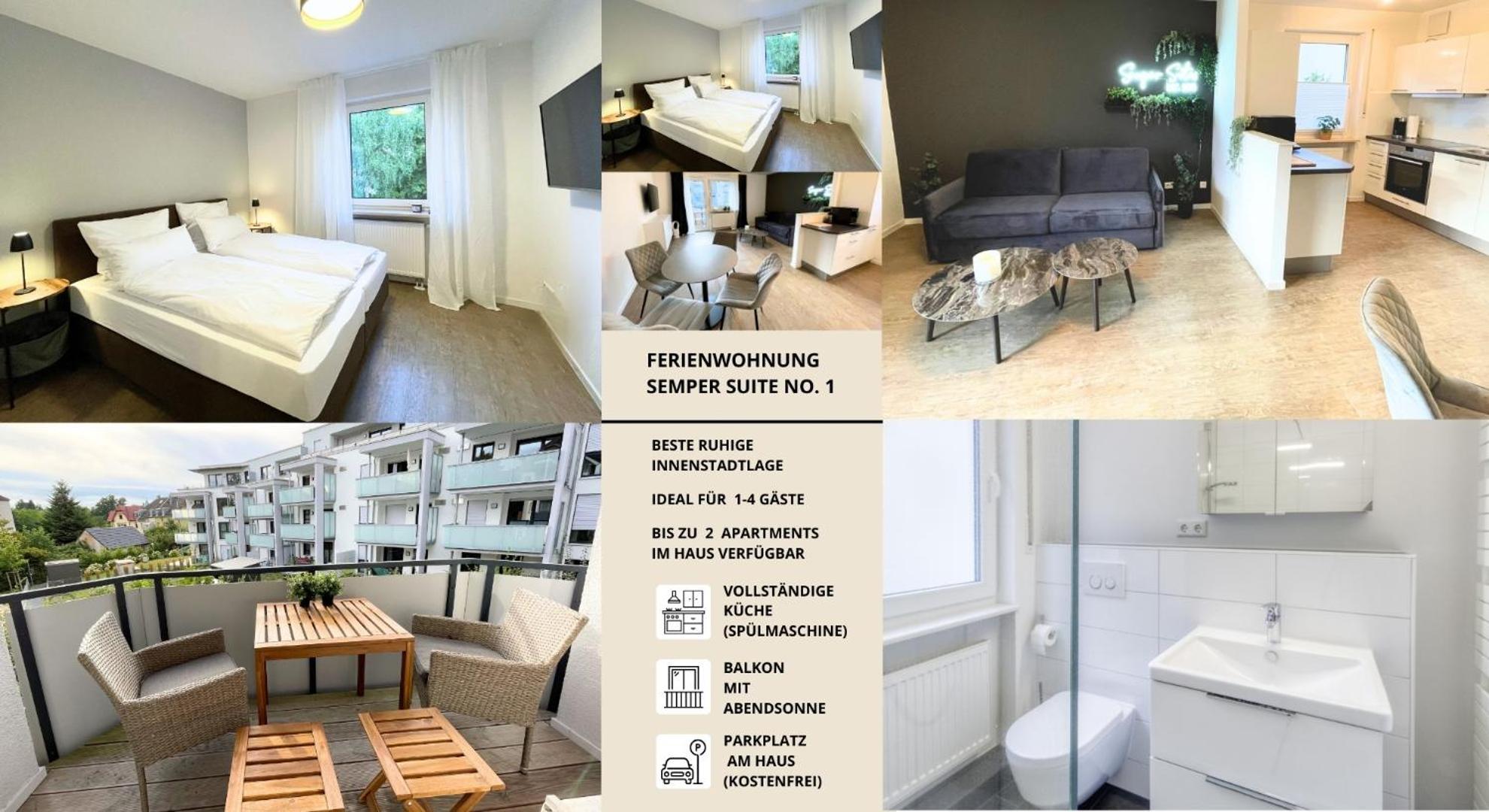 Semper Suite No1 - 2Zi Fewo 1-4 Pers, Balkon, Parkplatz, Hofgartennaehe Байройт Екстер'єр фото